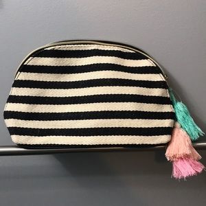 Striped makeup bag
